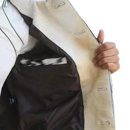 Men's Cowhide Soft Leather Jacket Hair-On Natural Real Cow Skin Fashion Coat