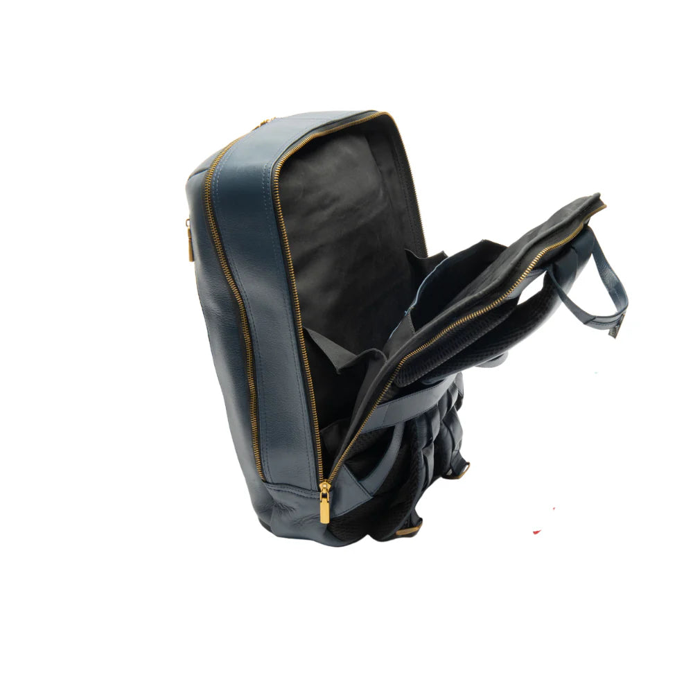 Urban Navy Leather Backpack – Sleek & Stylish Everyday Carry