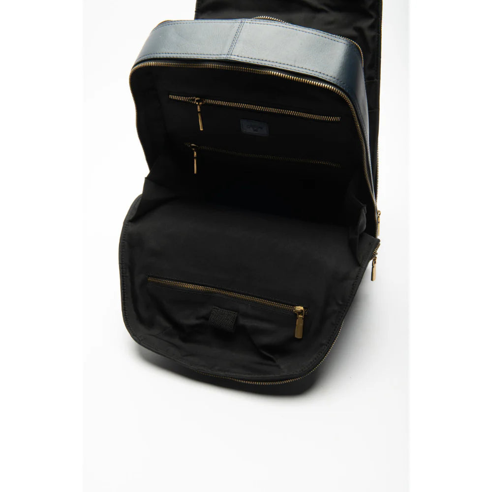Urban Navy Leather Backpack – Sleek & Stylish Everyday Carry