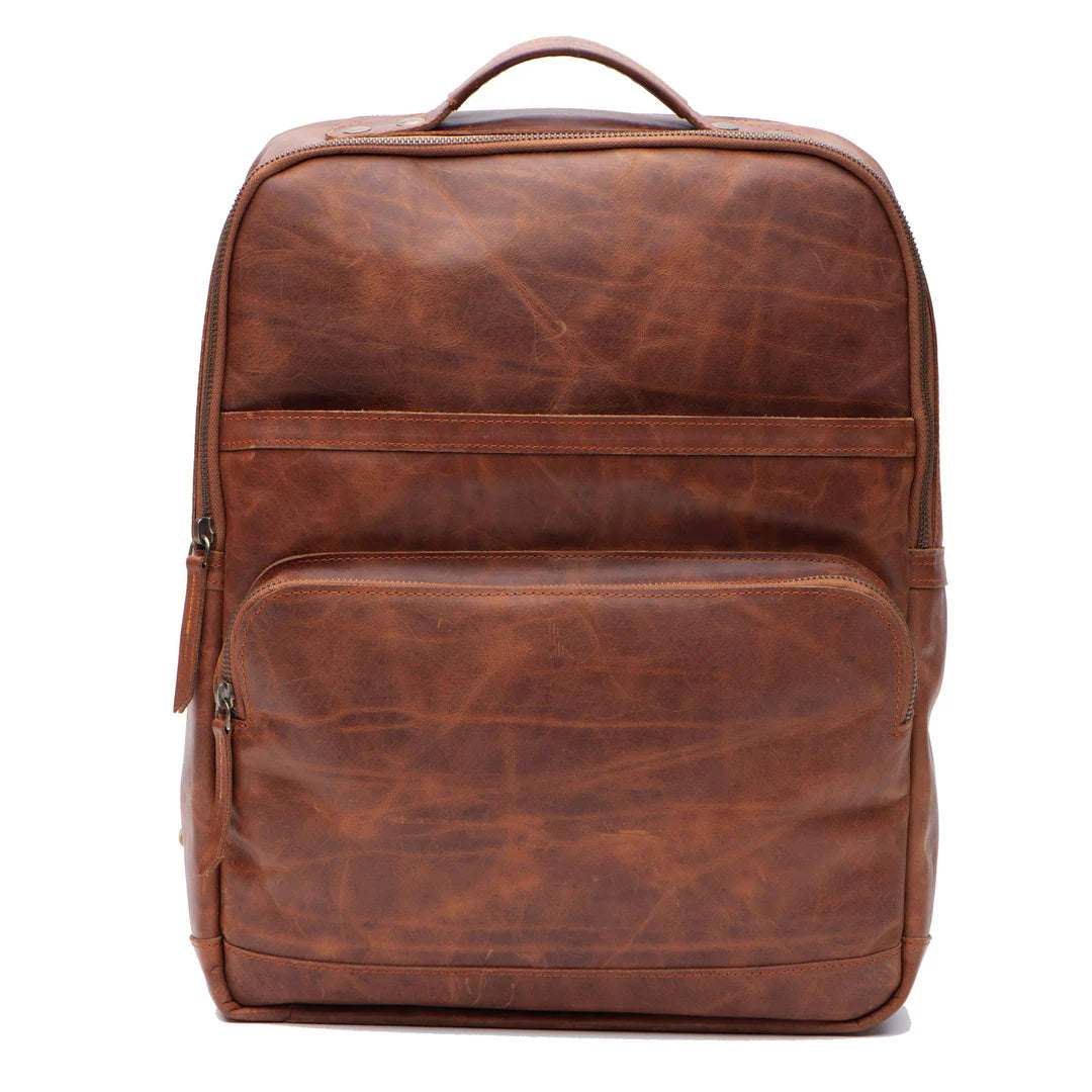Vintage Brown Leather Laptop Backpack – Classic Style for Work & Travel