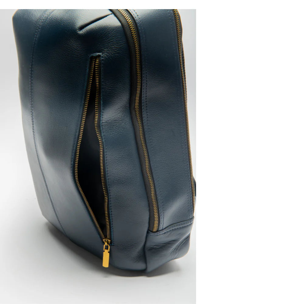 Urban Navy Leather Backpack – Sleek & Stylish Everyday Carry