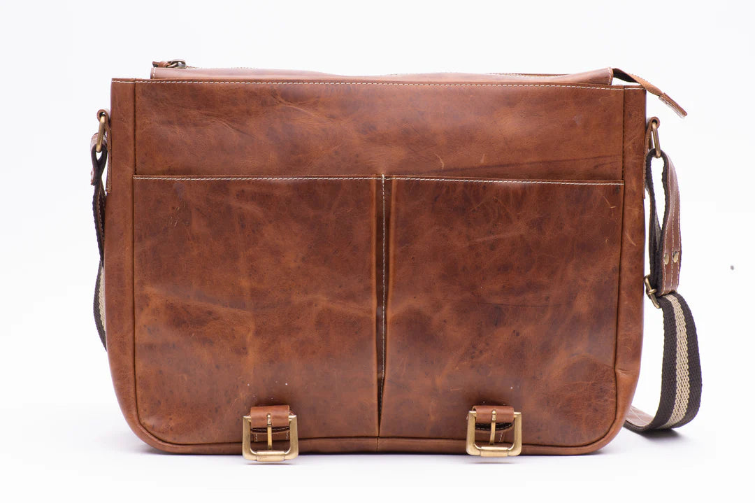 Vintage-Inspired Men’s Tan Leather Satchel – Durable & Stylish for Everyday Use