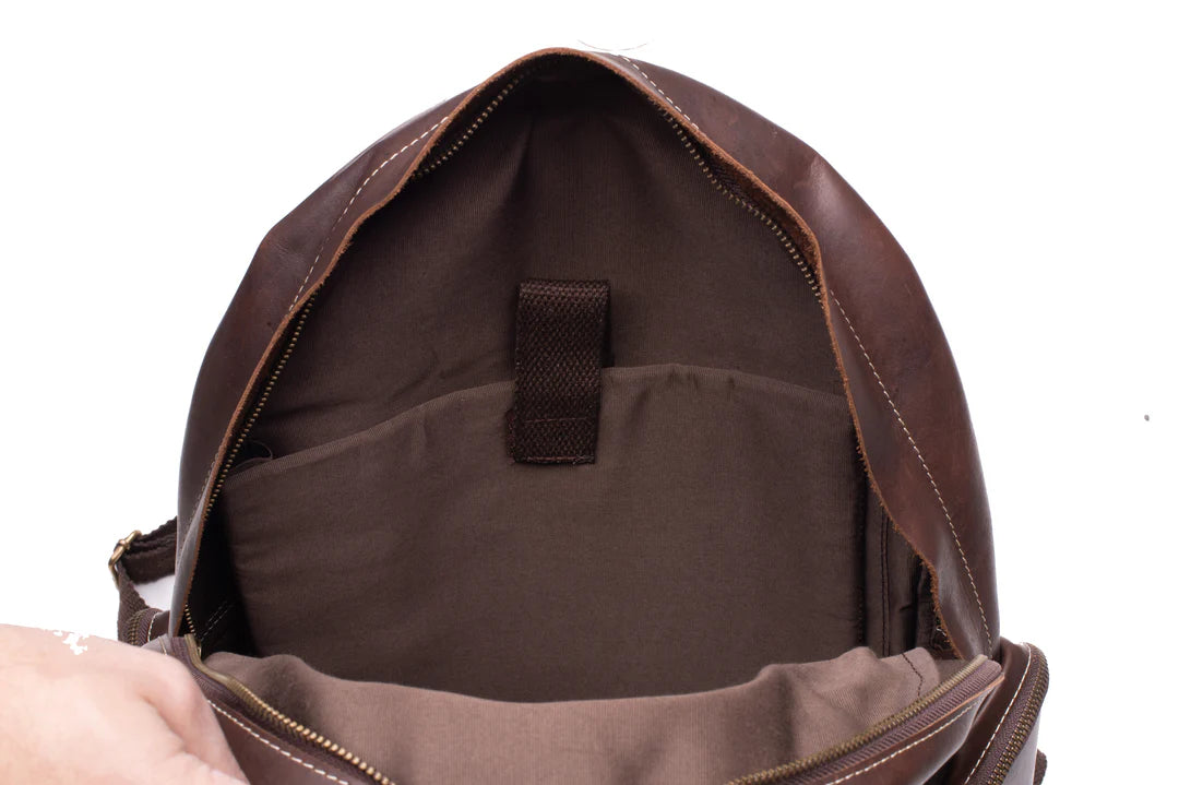 Men’s Dark Brown Slim Laptop Backpack – Minimalist Business Carry