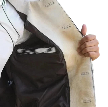 Men's Cowhide Soft Leather Jacket Hair-On Natural Real Cow Skin Fashion Coat