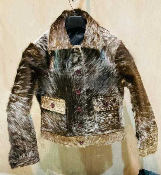 Men's Genuine Cowhide Fur Leather Jacket Hair-On Natural Cow Skin Fashion