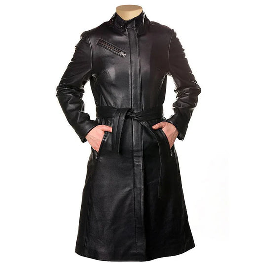 Women's Belinda 3/4 Length Leather Trench Coat – Stylish & Timeless Outerwear