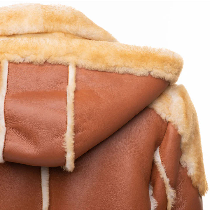 Fur-Detail Biker Shearling Jacket – Classic Men’s Winter Leather Look