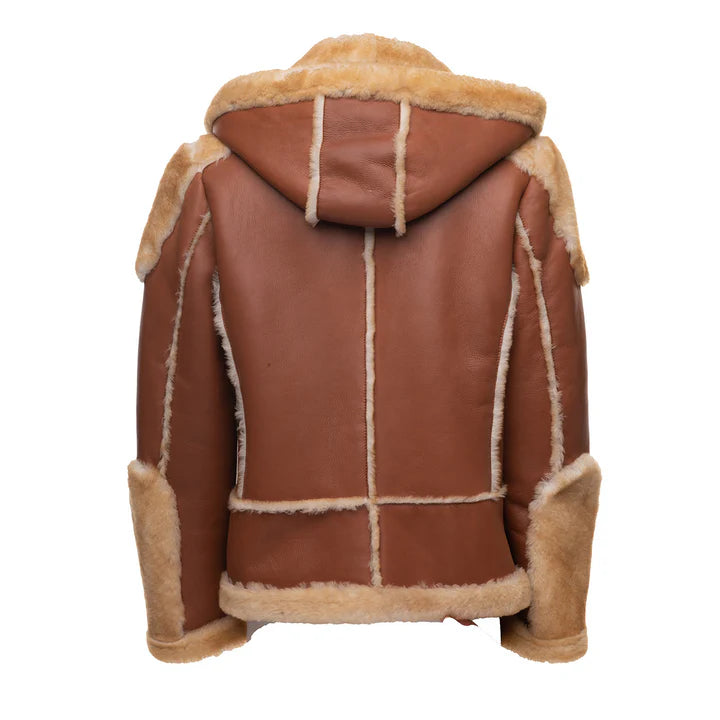 Fur-Detail Biker Shearling Jacket – Classic Men’s Winter Leather Look
