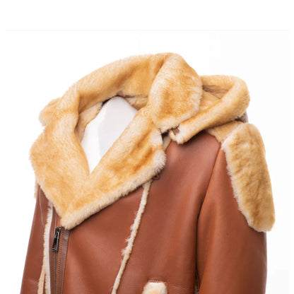 Fur-Detail Biker Shearling Jacket – Classic Men’s Winter Leather Look