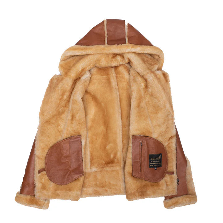 Fur-Detail Biker Shearling Jacket – Classic Men’s Winter Leather Look