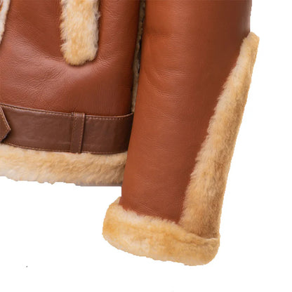 Fur-Detail Biker Shearling Jacket – Classic Men’s Winter Leather Look
