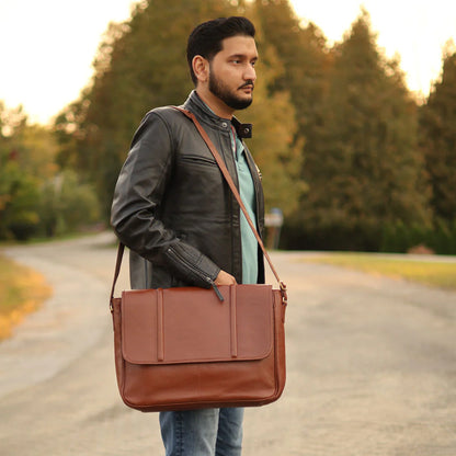 Men’s Leather Laptop Messenger Bag – Stylish & Professional Work Bag