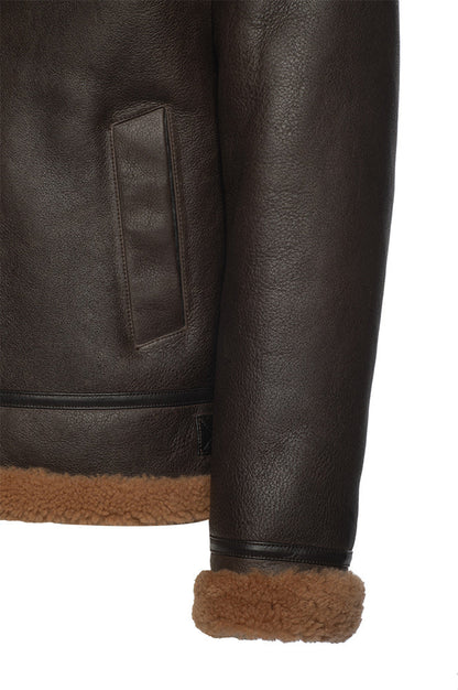 Brown B3 Bomber Shearling Jacket – Classic Aviator Style for Winter