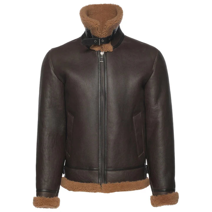 Brown B3 Bomber Shearling Jacket – Classic Aviator Style for Winter