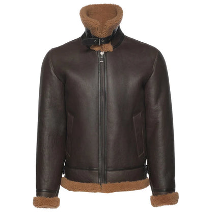 Brown B3 Bomber Shearling Jacket – Classic Aviator Style for Winter