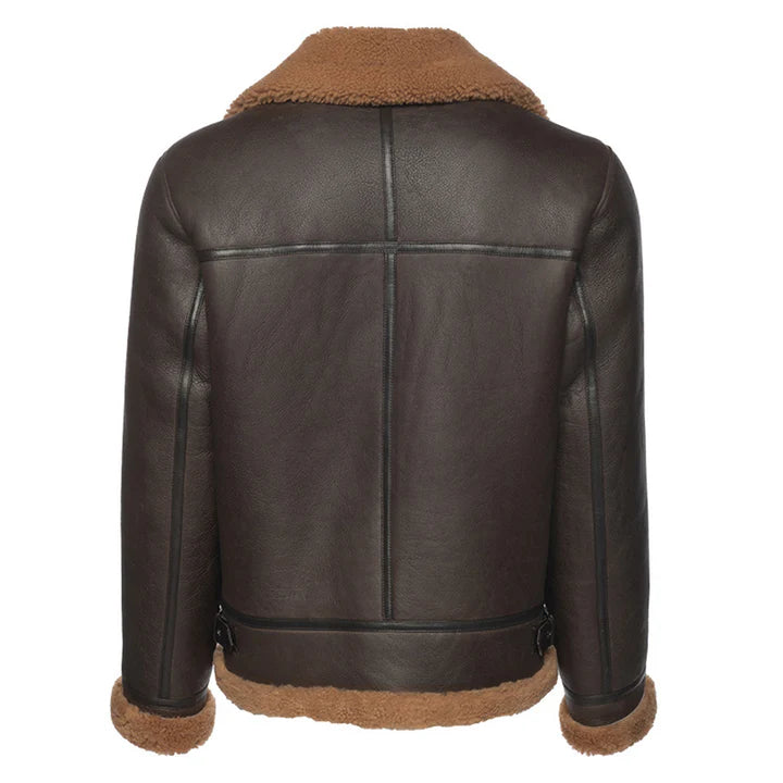 Brown B3 Bomber Shearling Jacket – Classic Aviator Style for Winter