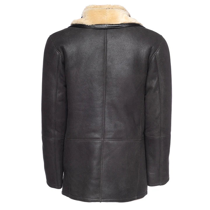 Men’s Brown Shearling Driving Coat – Classic Vintage Leather Outerwear
