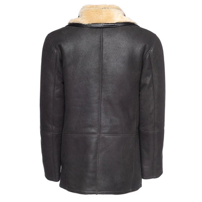 Men’s Brown Shearling Driving Coat – Classic Vintage Leather Outerwear