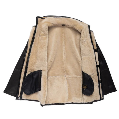 Men’s Brown Shearling Driving Coat – Classic Vintage Leather Outerwear