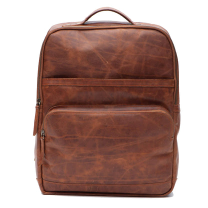 Vintage Brown Leather Laptop Backpack – Classic Style for Work & Travel