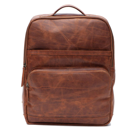Vintage Brown Leather Laptop Backpack – Classic Style for Work & Travel