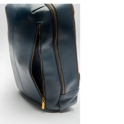 Urban Navy Leather Backpack – Sleek & Stylish Everyday Carry