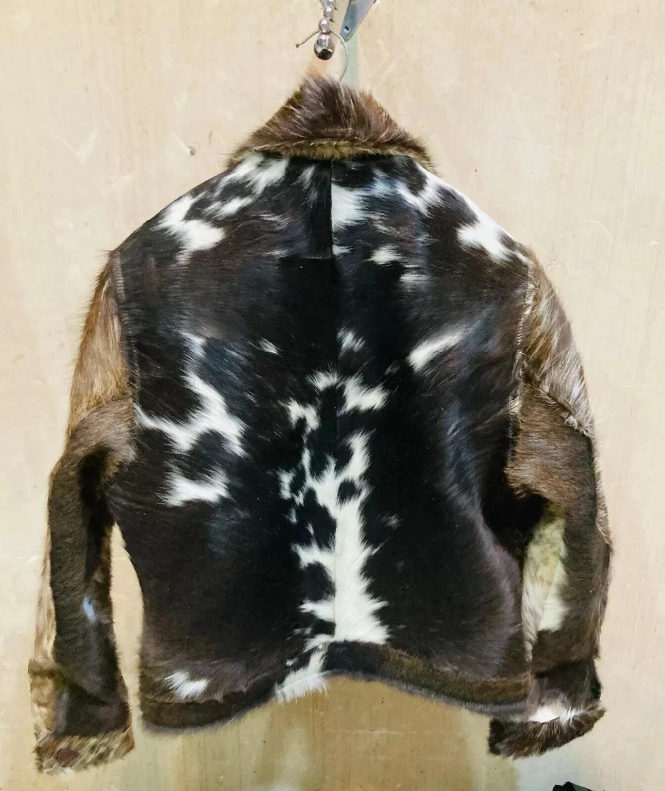 Men's Genuine Cowhide Fur Leather Jacket Hair-On Natural Cow Skin Fashion