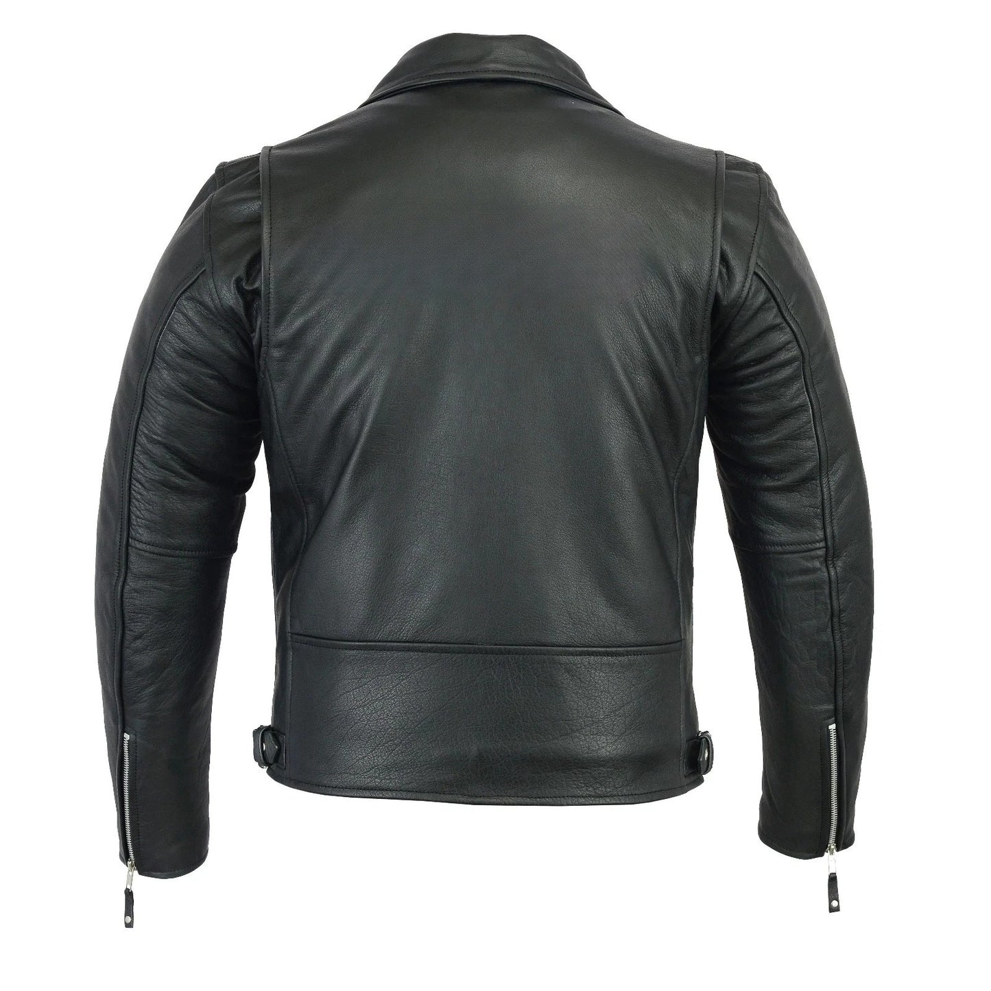 Men’s Cowhide Leather Biker Jacket Zip-Out Liner Gun Pocket Motorcycle Style