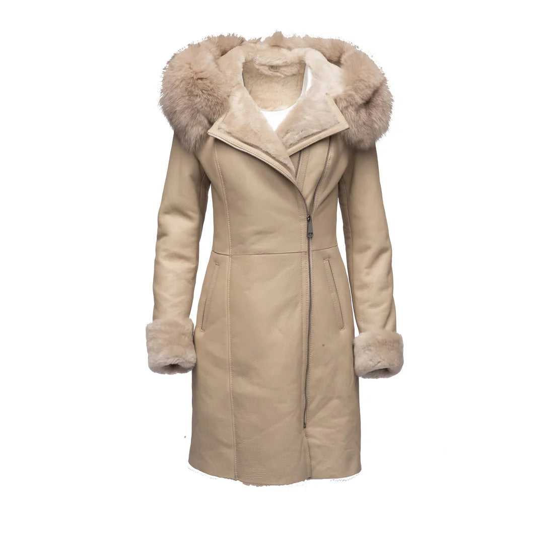 Women’s Shearling Jacket – Genuine Sheepskin & Fox Fur