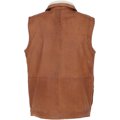 Men’s Tan Snuff sheep Leather Waistcoat Concealed zip with Press Stud Closure.