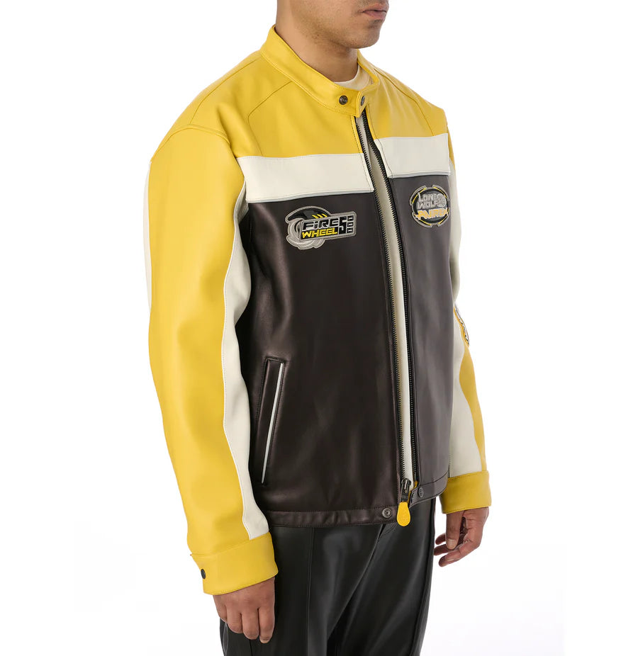 Lone Wolf Racer Jacket – Vintage-Inspired Motorcycle Style with Bold Lone Wolf Graphics