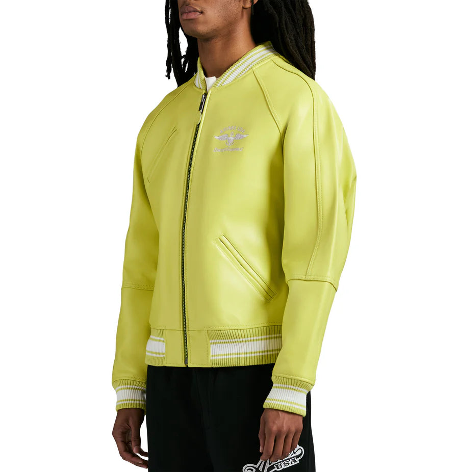 Avirex Stadium Jacket – Premium Leather Varsity Style with Bold Stadium Graphics & Embroidery