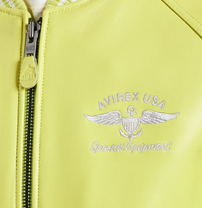 Avirex Stadium Jacket – Premium Leather Varsity Style with Bold Stadium Graphics & Embroidery