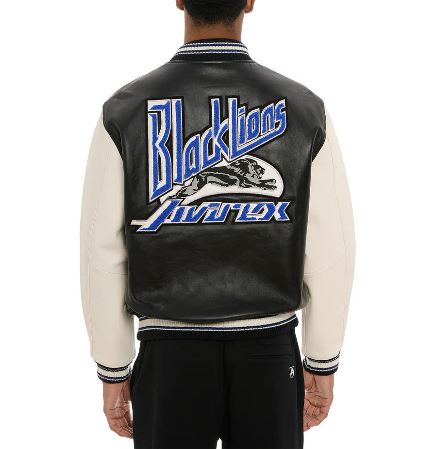 Black Lions Varsity Jacket – Classic Letterman Style with Bold Embroidered Black Lions Patches