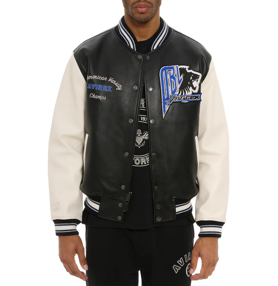 Black Lions Varsity Jacket – Classic Letterman Style with Bold Embroidered Black Lions Patches