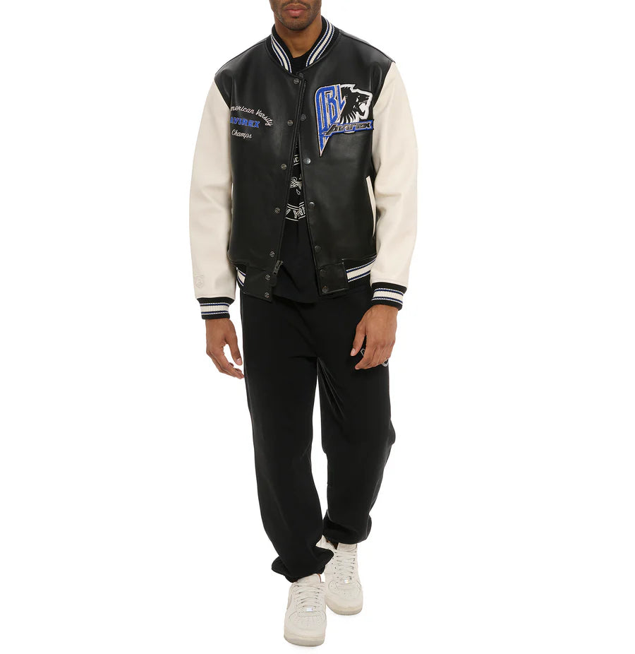 Black Lions Varsity Jacket – Classic Letterman Style with Bold Embroidered Black Lions Patches