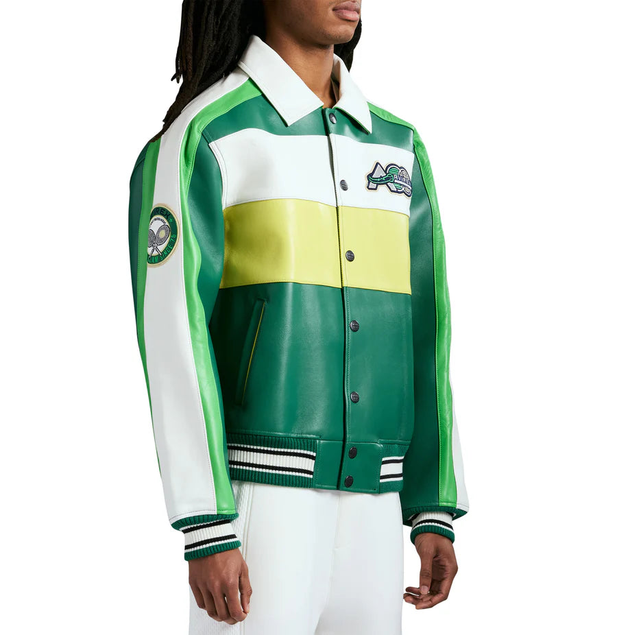 Avirex Grand Slam Jacket – 100% Leather Varsity Style with Grand Slam Embroidered Patches