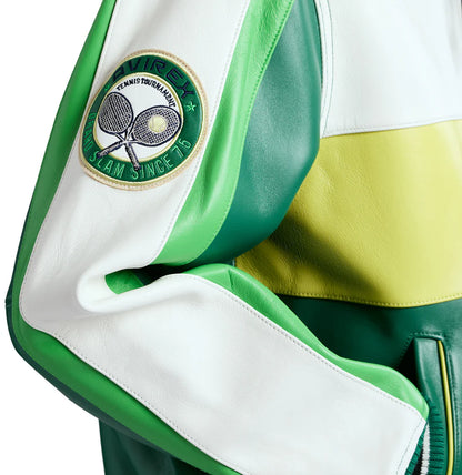 Avirex Grand Slam Jacket – 100% Leather Varsity Style with Grand Slam Embroidered Patches
