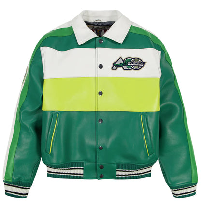 Avirex Grand Slam Jacket – 100% Leather Varsity Style with Grand Slam Embroidered Patches