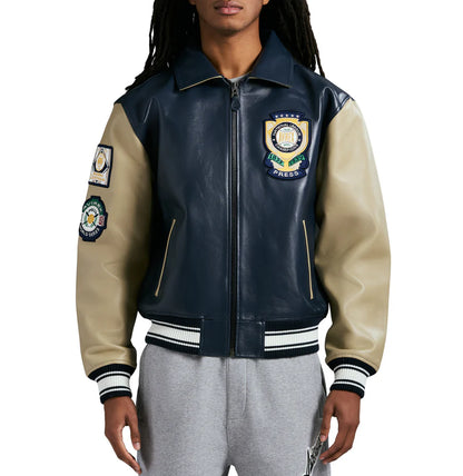 Avirex 100% Leather Jacket with Embroidered Chest & Back
