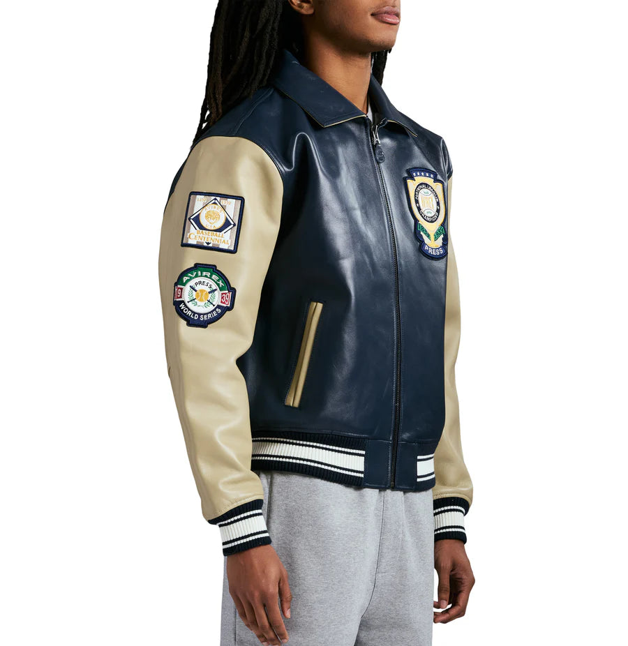 Avirex 100% Leather Jacket with Embroidered Chest & Back
