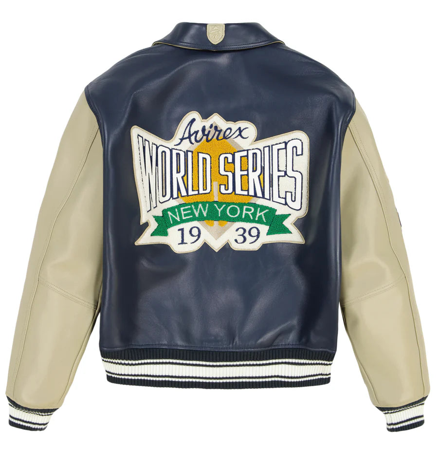 Avirex 100% Leather Jacket with Embroidered Chest & Back