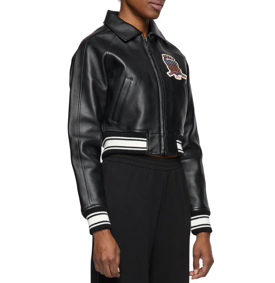 Women's Cropped Icon Jacket – Bold Streetwear Style with Embroidered Details & Modern Fit