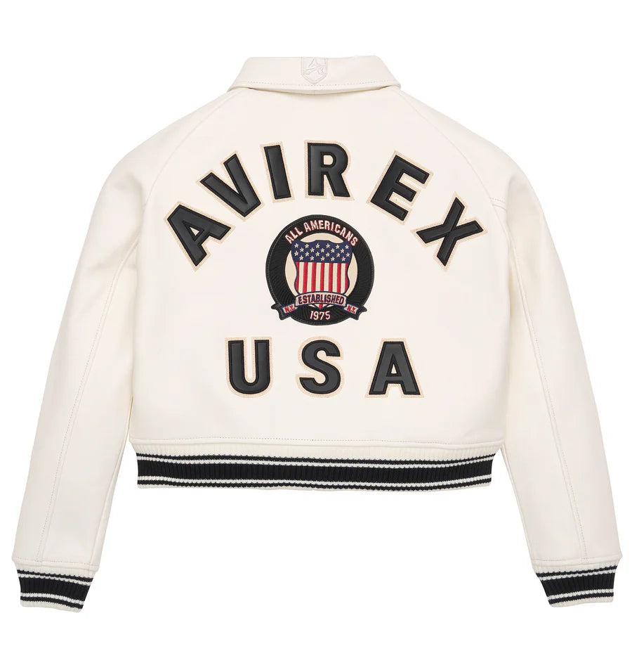 Avirex Women's Cropped Icon Jacket – Premium Streetwear with Signature Embroidery & Modern Fit