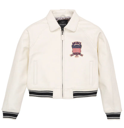 Avirex Women's Cropped Icon Jacket – Premium Streetwear with Signature Embroidery & Modern Fit