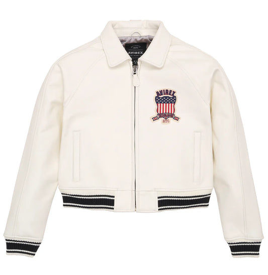 Avirex Women's Cropped Icon Jacket – Premium Streetwear with Signature Embroidery & Modern Fit