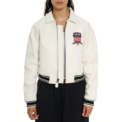 Avirex Women's Cropped Icon Jacket – Premium Streetwear with Signature Embroidery & Modern Fit
