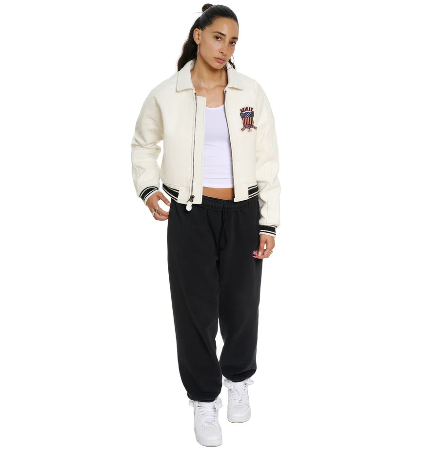 Avirex Women's Cropped Icon Jacket – Premium Streetwear with Signature Embroidery & Modern Fit