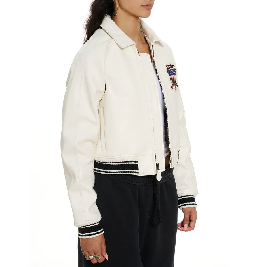 Avirex Women's Cropped Icon Jacket – Premium Streetwear with Signature Embroidery & Modern Fit