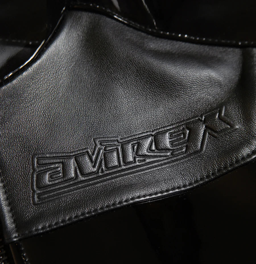 Avirex Cropped Moto Jacket – Sleek Biker Style with Signature Embroidery & Modern Fit